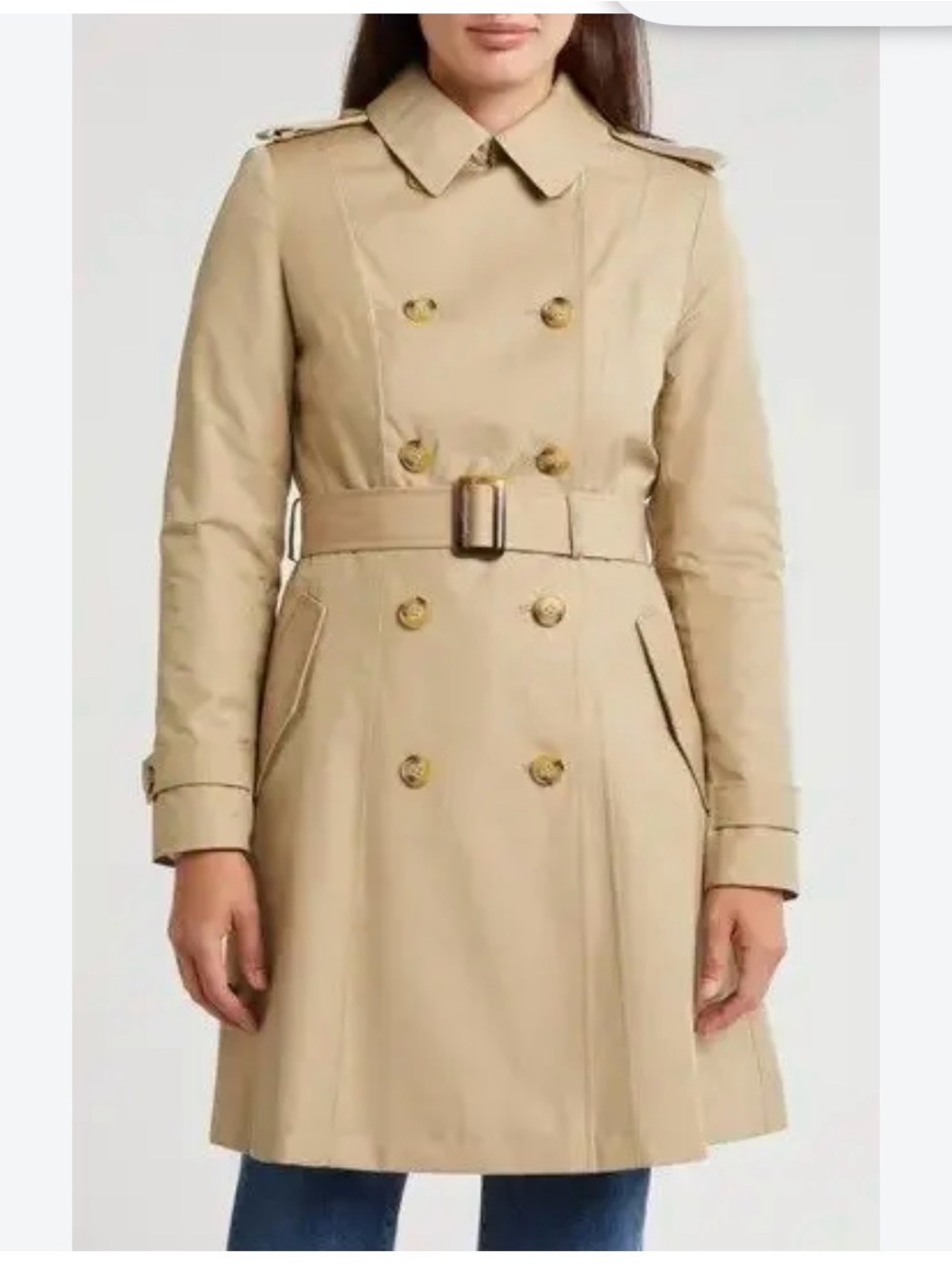 Ralph Lauren Beige Double-Breasted Trench Coat with Belt